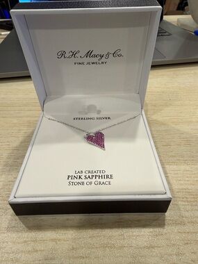 Sterling Silver Pink Heart Necklace